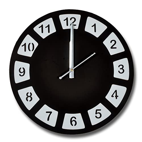 Image of Ananta Enterprises Digit Round Analog Wall Clock (Silent Ticking Movement) (Black and White Dual Tone) (300mm Dia) (Design 6)