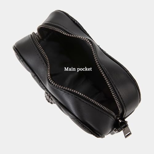 Image of Rejolly Quilted Heart Shaped Purse for Women Crossbody Bag PU Leather Shoulder Bag Cute Diamond Clutch Purse with Chain Strap Black