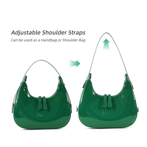 Image of Y2K Moon Bag Women's Crescent Shoulder Bag Retro Handbags Top Handle Patent Leather Cute Small Underarm Bag