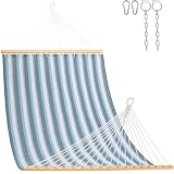 Lazy Daze Hammocks Hamaca de secado rápido con barra separadora, rayas azules y