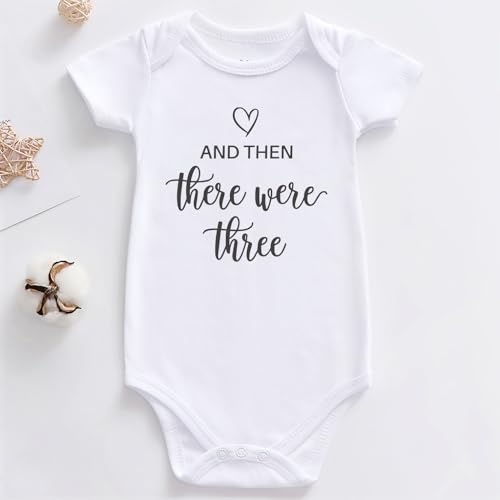 Image of And then there were three baby pregnancy announcement for grandparents Family Friends infant Bodysuit
