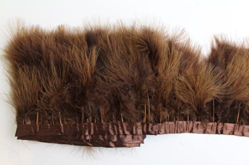 2 Yard Long, 6"-7" Height Marabou Turkey Fluff Feather Fringe Trim, Garment Accessories Feather Diy Decorative Material (Brown Color) #TOP1