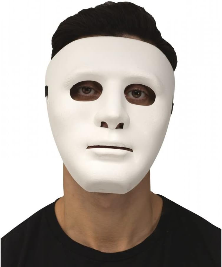 Goldedge Straight Blank Face Halloween Mask, White