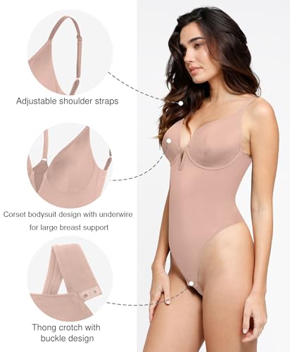 Image of Popilush The Shapewear Bodysuits for Women - Tummy Control Shapewear with Underwire Strong Support for Large Bust