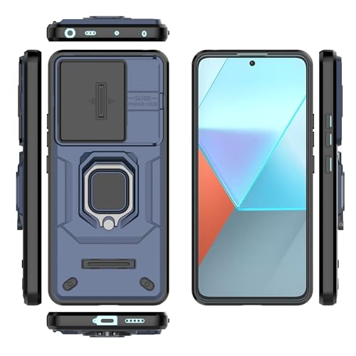 Image of CamShield Pro Case with Slide Camera Protection and 360 Protection Ring Stand Bumper Back Case Cover for Mi Redmi Note 13 Pro 5G (Blue)