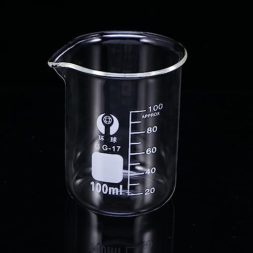 ULTECHNOVO Glass Beaker 100ml Borosilicate Glass Graduated Measuring Beaker Liquid Measuring Cups with Pouring Spout for Lab Kitchen