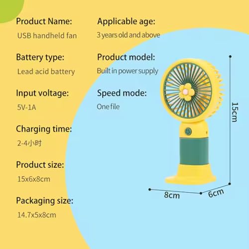 Image of Cute Mini Handheld Fan (Upto 6 Hours Running) Rechargeable 2000 Mah Battery Operated Portable Fan Pocket Fan with Strong Power Carry It Anywhere Travel Home Office Outdoor Indoor Multicolor