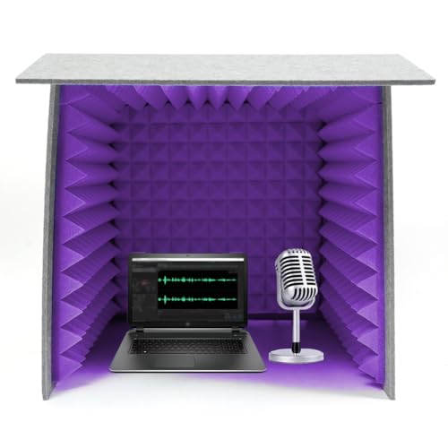 JTWWDM Studio di Registrazione Compatto Quadrato, Cabina di Isolamento Acustico Portatile, Box Insonorizzato da Tavolo, Scudo Acustico per Podcast e Canto Casa,31.4in