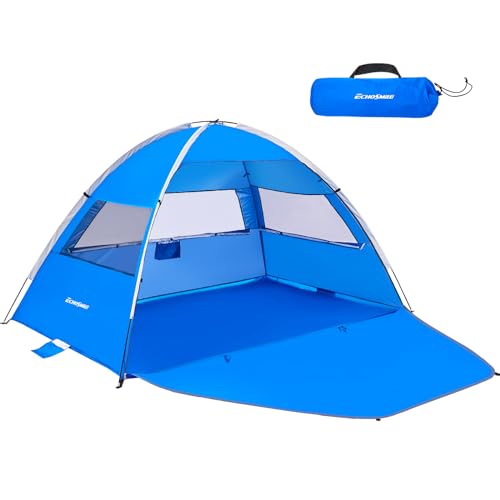 EchoSmile Beach Tent Sun Shelter for 3/4 Person with UPF 50＋ UV Protection, Lightweight & Easy Setup Beach Shade Canopy, Portable Beach Shade Tent Beach Cabana(Dark Blue)