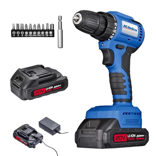 ACDelco ARD20137P 20V Cordless Drill Set, Power Drill Kit with Battery and...