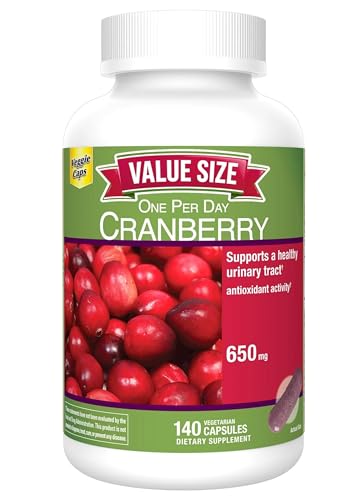 Nature Cranberry 650mg 140 Vegetarian Capsules One per Day Urinary Tract Supplement Herbal Supplement