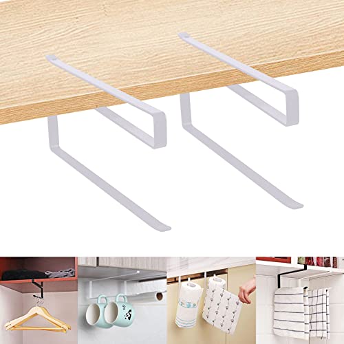 2pcs Porte Rouleau Papier Cuisine,Portarollos Cocina,Colgador Papel Cocin,Sin Perforación bajo Armario Rack Soporte,Porta Rollos de Cocina sin Tornillos para Cocina,para Cocina, Baño, Armarios