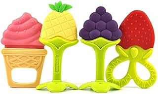 Baby Teething Toys (4 Pack), Olele Baby Chew Toys, BPA-Free Baby Teething Toy for Babies 0-6 Months. Natural Organic Freezer Safe Specialized Teether Toys for Toddlers, Relief Gingival Pain.