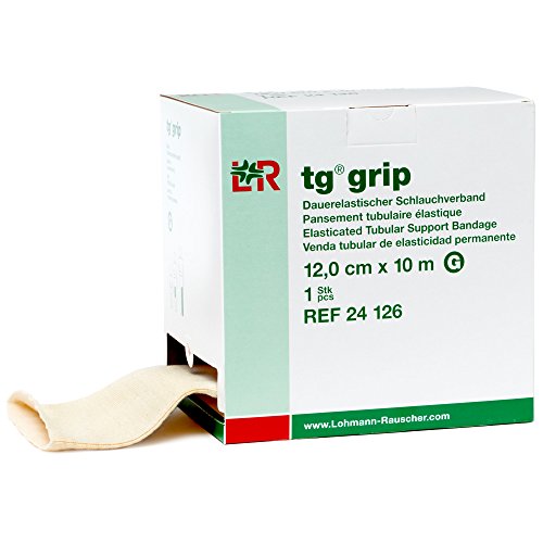 Lohmann & Rauscher Tg Grip, Size G, 12cm x 10m, Elasticated Tubular Compression Bandage for Light & Comfortable Support, Sleeve for Sprains, Strains, Soft Tissue Injuries, Skin Friendly Stockinette