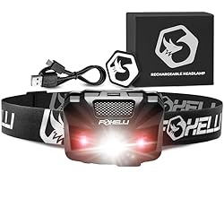 Foxelli USB‑C Rechargeable LED Headlamp – Ultra‑Light 2.4 oz & Bright 180 Lumens – Red/White Light, 5 Modes, IPX5 Waterproof, 40 h Runtime for Trail Running, Camping, Hiking