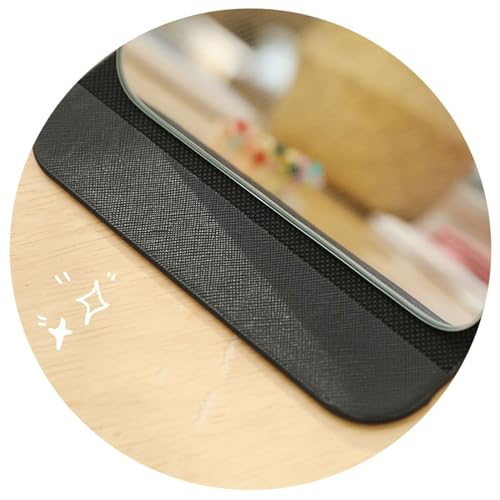 Espejo rectangular negro de sobremesa y baño con funda protectora de cuero 5