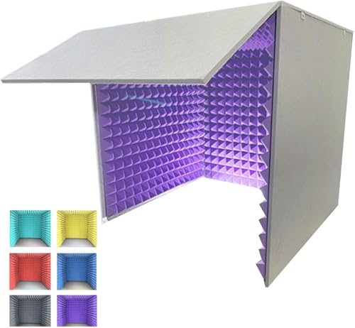Portable Vocal Recording Studio, Sound Isolation Booth Room, Microphone Box, Shield for Home Studio, Music Recording, Podcasting, Acoustical Treatments(Purple)
