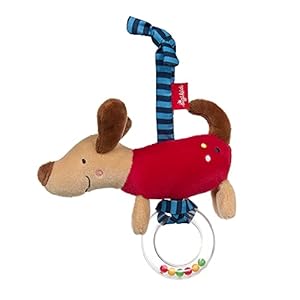 SIGIKID 42425 hanger hond on tour meisjes en jongens babyspeelgoed aanbevolen vanaf de geboorte rood/blauw