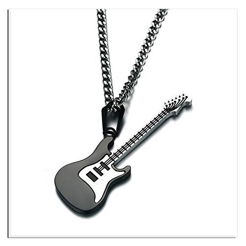 Xusamss Punk Stainless Steel Guitar Music Pendant Necklace,24inches Link Chain3