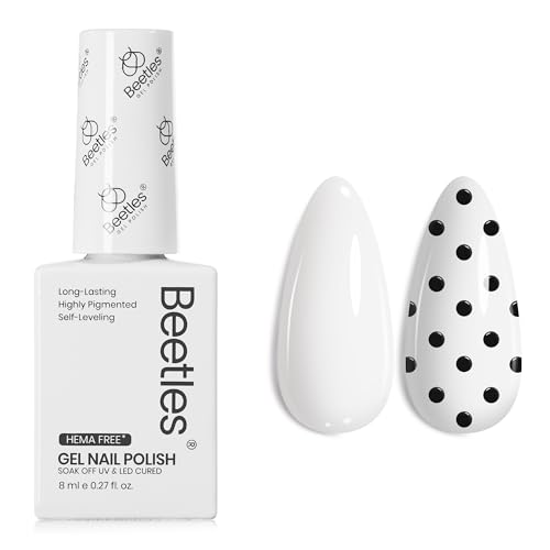 Beetles White Gel Polish - Hema-Free French Gel Nail Polish High Gloss Spring Colors Soak Off Pure White Rhythm Nail Polish Nail Art Manicure Salon White Color Bottle
