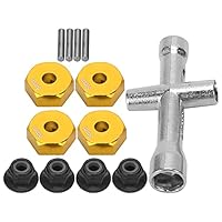 RC Wheel Hex Adapter, 12mm 1/10 RC Car Truck Wheel Hex Adapter + rutschfeste Mutter + Schraube + Kreuzschlüssel RC Modell Spielzeugteil(Gold)