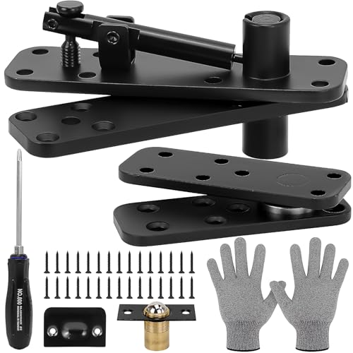 Heavy Duty Hidden Door Hinge, 573LBS Load-Bearing Hidden Hinge, Stainless Steel Pivot Door Hardware for Bookcase Cabinet Bookshelves, 360° Rotation, Black