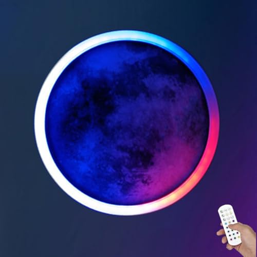 Éclairage mural couleurs RVB lune avec variateur et télécommande