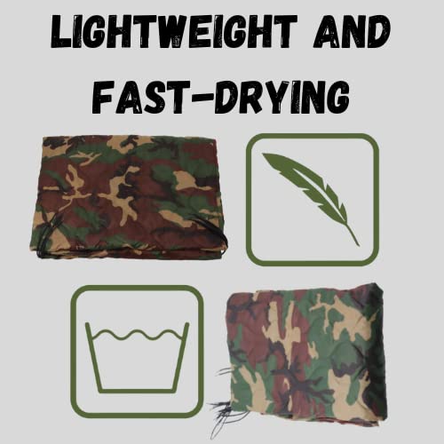 M MCGUIRE GEAR Lightweight Woodland Woobie Poncho Liner Blanket 84\" x 60\", Made in USA