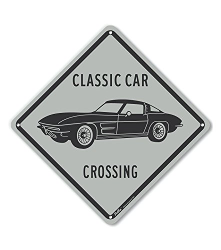 Panneau plastique Classic Car Crossing Stingray gris 25,4x25,4 cm