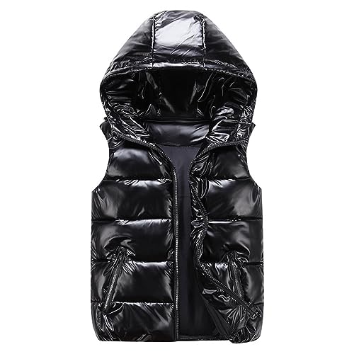 Women's Sleeveless Hooded Puffer Vest Coat Quilted down Vest Jackets Outerwear Winter Padded Gilet Jacket with Pocket