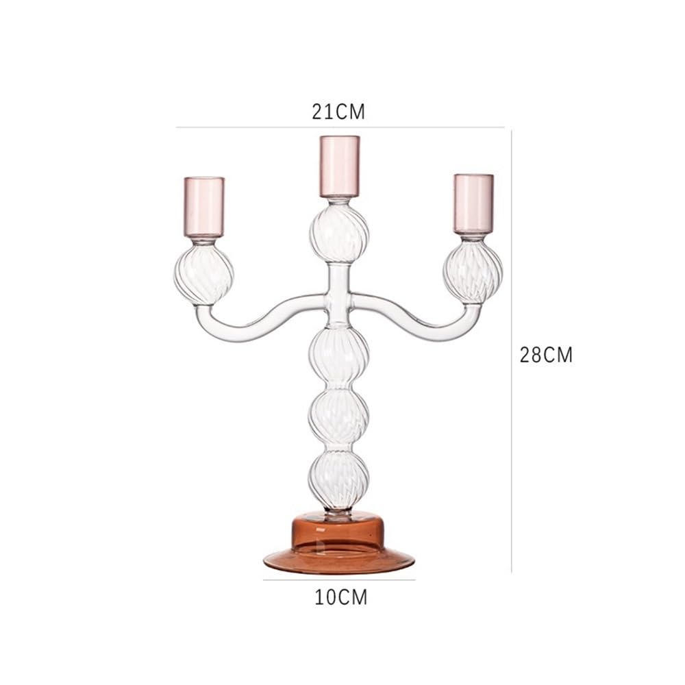 Portavelas Adornos de decoración del hogar con candelabro Vidrio 3 Cabezas Decoración