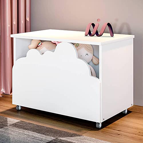Baú Para Quarto Infantil Nuvem Alegria Branco Divaloto