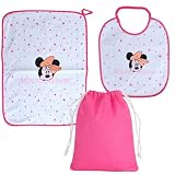 Ellepi set asilo Disney Minnie 3 pezzi bavaglino tovaglietta sacca (wx6130 fucsia)