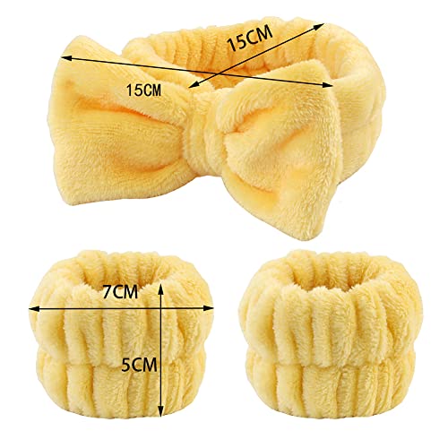 4 Pcs Wrist Wash Bands Face Washing Wrist Towels Skincare Wrist Bands Wrist Scrunchies and 2 Pcs Makeup Headbands Spa Hair Bands Beige and Brown - Image 4