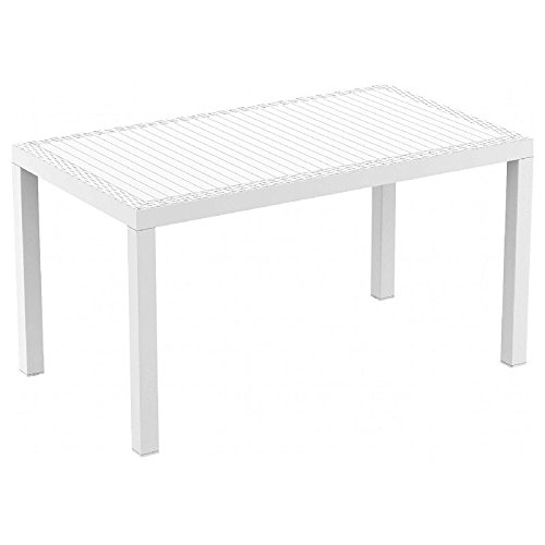 Compamia Orlando 55" Wickerlook Patio Dining Table In White, Commercial Grade #TOP14