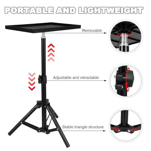 Trípode para soporte de proyector con bandeja de mesa y soporte telescópico de 30 a 50 cm 4
