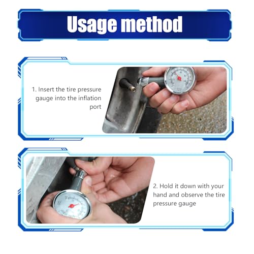 Image of Pack-1 Car Tire Pressure Gauge, Metal Tire Pressure Tester, Multifunctional Mechanical Dial, Portable Vehicle Equipment, Universal for Motorcycles, Trucks, Bicycles (Silver)