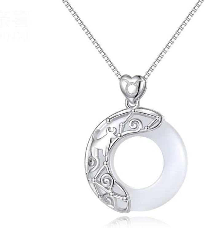 Collier en argent sterling anti-ternissement et jade apaisant pour femme