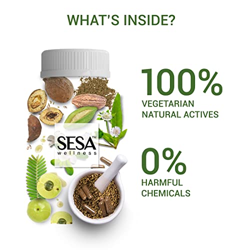 SESA Ayurvedic Anti-Hair Fall Capsules - Hair Fall Control in 15 DAYS - Bhringraj & 8 Herbs - 100% VEG, 60 Caps - Image 3