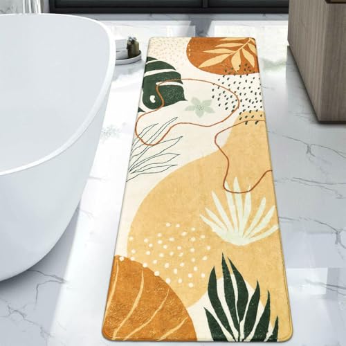 Uphome Hallway Runner Rug Modern Abstract Extra Long Bath Mat Non-Slip Cute Colorful Bath Rugs Soft Velvet Machine Washable Floor Mats Aesthetic Design for Kitchen, Bedroom, Living Room, 24x71 inch
