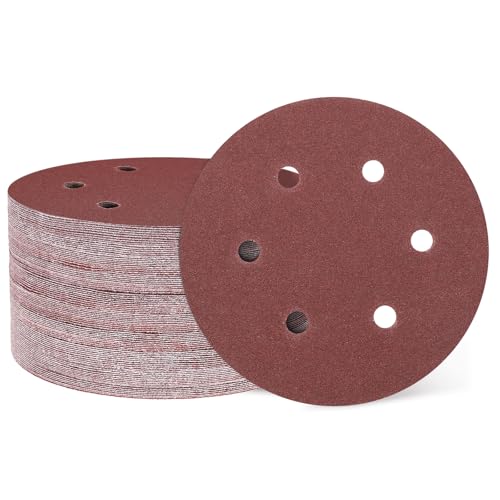 Disques de ponçage 150 mm à grain 120 haute résistance pour ponceuse orbitale 6 trous