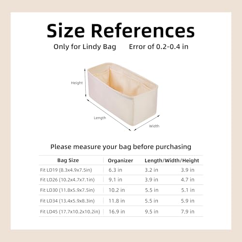 DGAZ Purse Organizer Insert，Silk Bag Organizer，Luxury Handbag & Tote Shaper Fits Lindy 19/26/30/34 Bags（Craie，LD26） by DGAZ - Image 6