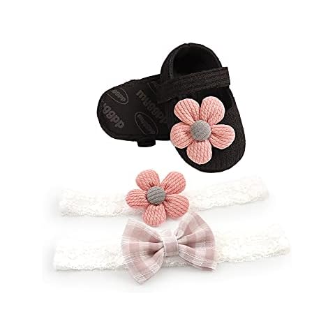 Zapatos de Princesa para Recién Nacidas con Flores y Diadema Cover