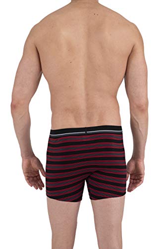 Papi Men's Cotton Stretch Yarn Dye Solid Boxer Briefs Pack Of 4, Char Grey/Red Stripe/Red/Black, Medium #TOP3