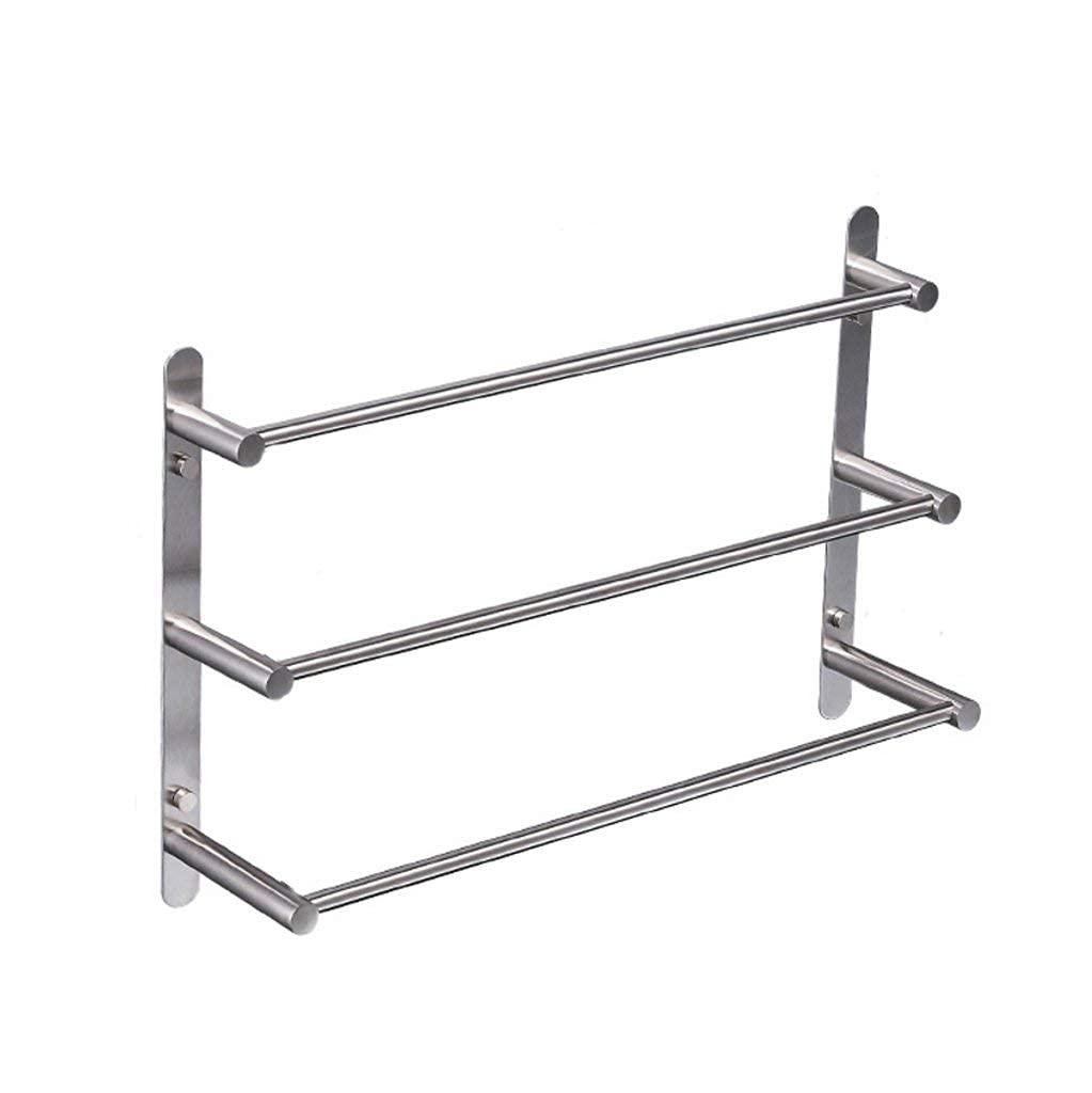 GLETSF Bathroom Towel Bar With Three Layers Towel Hanging Bracket For Bathroom Balcony Kitchen 80Cm Wall Mounted Towel Rack Tower Hanger