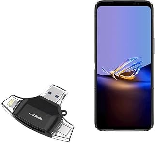 BoxWave Smart Gadget Compatible with ASUS ROG Phone 6D Ultimate - AllReader SD Card Reader, microSD Card Reader SD Compact USB - Jet Black
