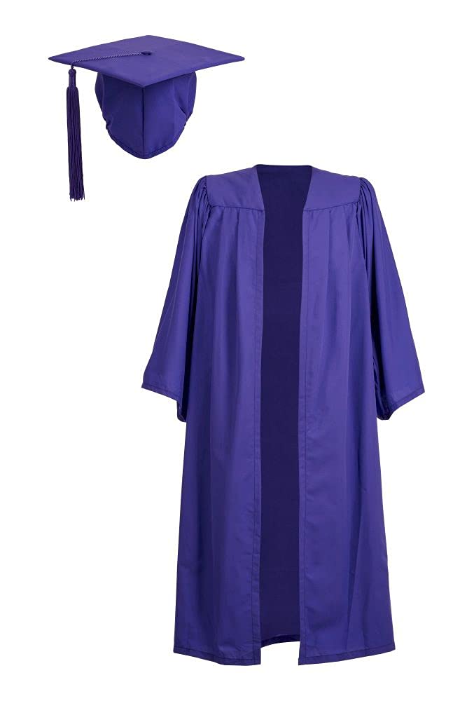 Ashington Ceremonial Gowns Men's Purple Value Graduation Gown And Cap Unisex, Elasticated Mortar Board, Xl