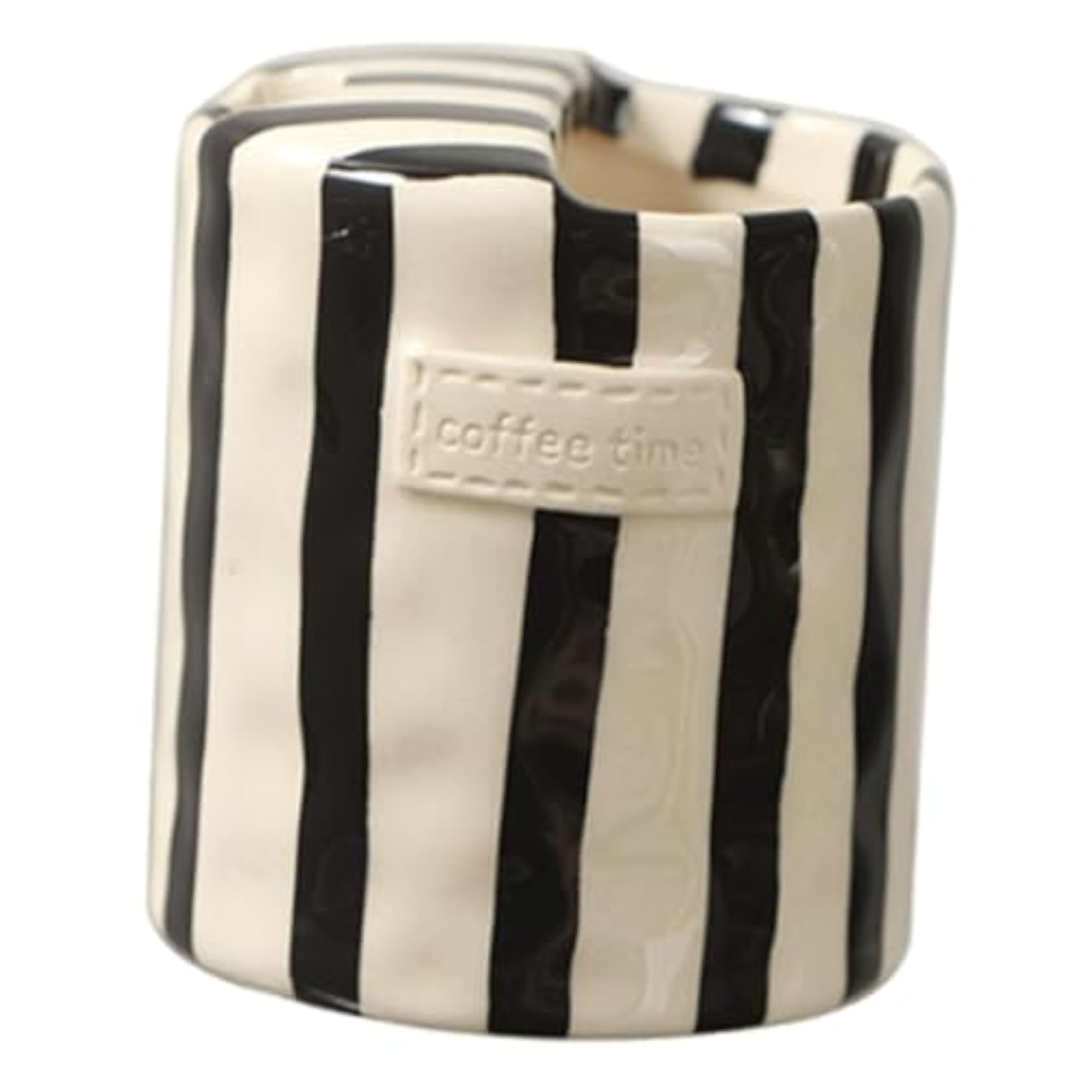 Ceramic Coffee Mug Hand Painted Striped Design