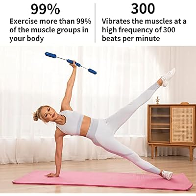 Fitness Exercise Bar,Elastic Fitness Bar,High Frequency Vibration Training Fat Buring Workout Bar for Yoga Pilates Sports,Power Twister for Arm,Abdominal Muscles Strength Exercises In Home Gym