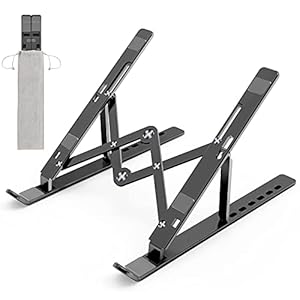 Laptop Ständer, Faltbarer Aluminium Notebook Ständer, Höhenverstellbarer Laptopständer Belüftet Kühlung Laptop Halterung für MacBook Pro/Air, HP, Sony, Dell,alle 10-15,6 ” Laptops, Tablets-Schwarz